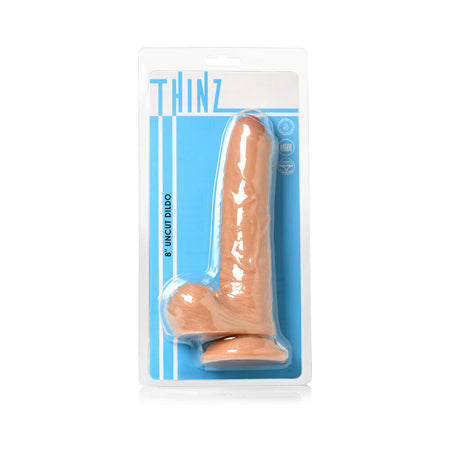 Thinz Uncut 7.3 in. Dildo with Balls Light - Not Very Vanilla