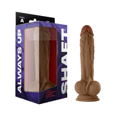 Shaft Model A: 10.5 in. Dual Density Silicone Dildo with Balls Oak - Not Very Vanilla