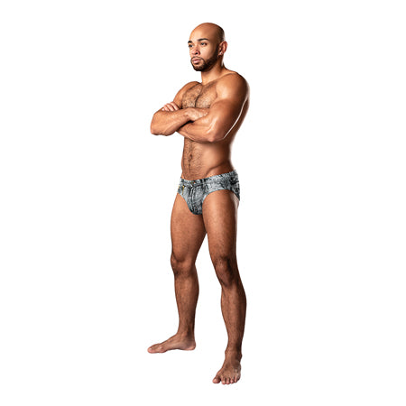 Male Power Dirty Denim Bikini Denim Print L - Not Very Vanilla