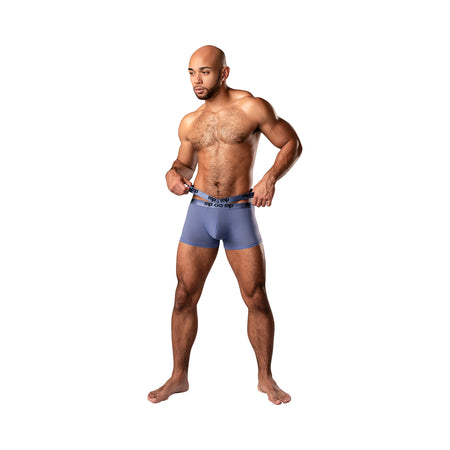 Male Power Infinite Comfort Amplifying Strappy Pouch Short Periwinkle L - Not Very Vanilla