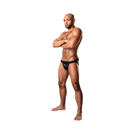 Male Power KaleiDickscope Strappy Ring Jock Black L/XL - Not Very Vanilla