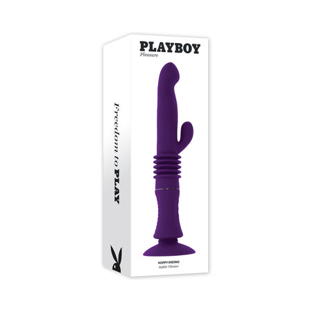 Playboy Hoppy Ending Rechargeable Silicone Thrusting Rabbit Vibrator Acai - Not Very Vanilla