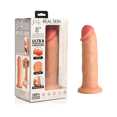 Jock Real Skin Vibrating Silicone Dildo 8 in. Light - Not Very Vanilla