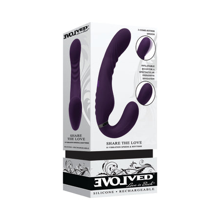 Evolved Share The Love Rechargeable Inflateable Strapless Strap On Silicone Purple - Not Very Vanilla