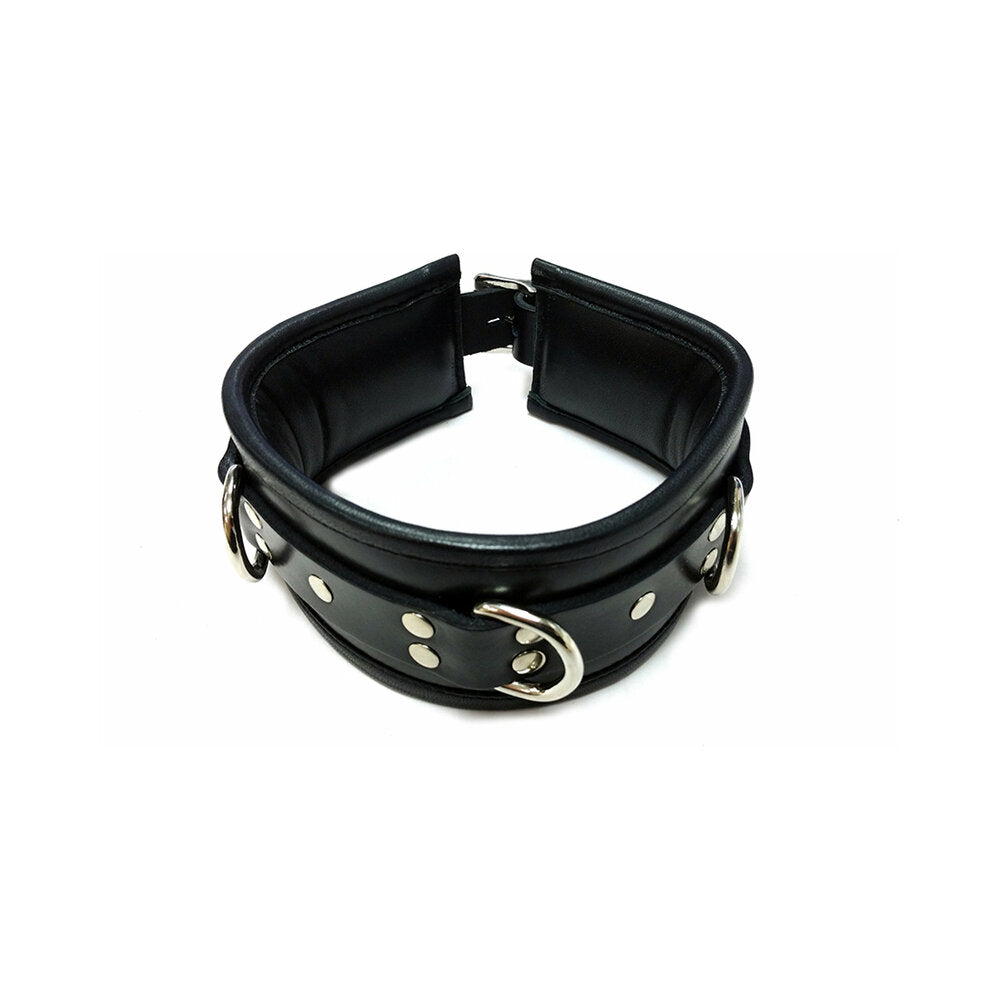 Rouge Leather Padded Collar Black/Black