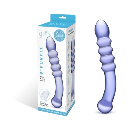 Glas Purple Rain 9 in. Ribbed Dildo - Not Very Vanilla