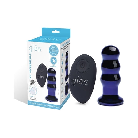 Glas 3.5 in. Rechargeable Remote-Controlled Vibrating Beaded Butt Plug - Not Very Vanilla