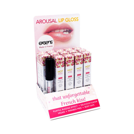 Exsens Hot Kiss Arousal Lip Gloss 15pc Display - Not Very Vanilla