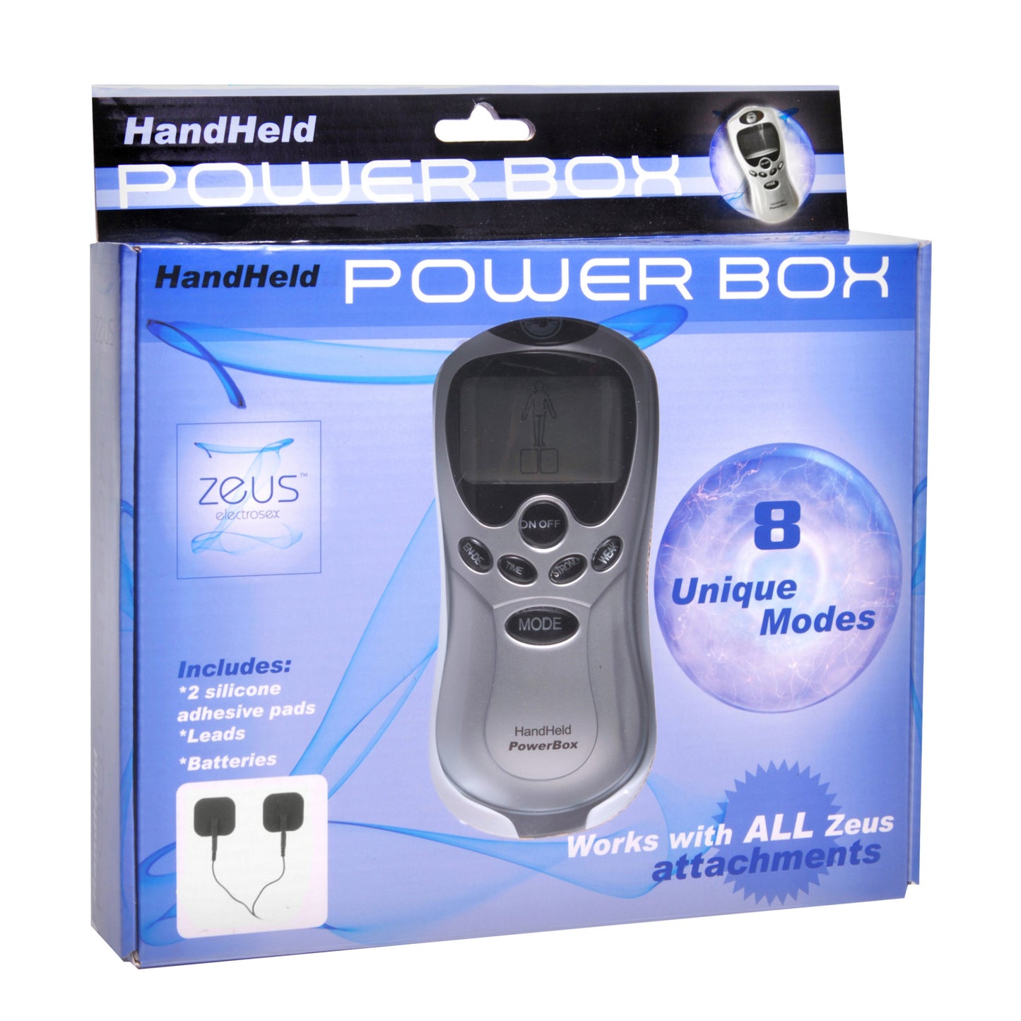 Zeus Handheld 8 Mode Power Box With Black Pads