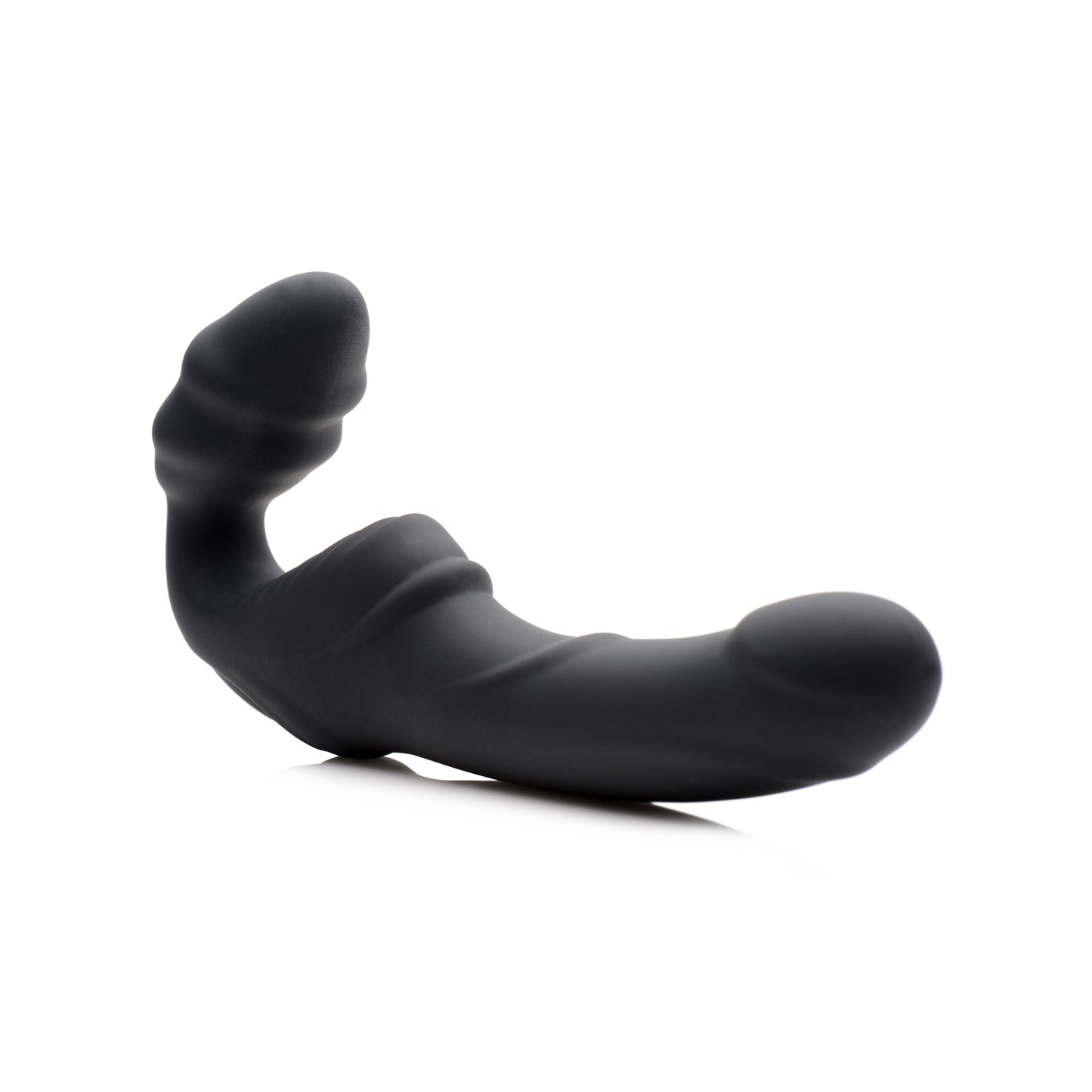 Slim Rider Ribbed Vibrating Silicone Strapless Strap On