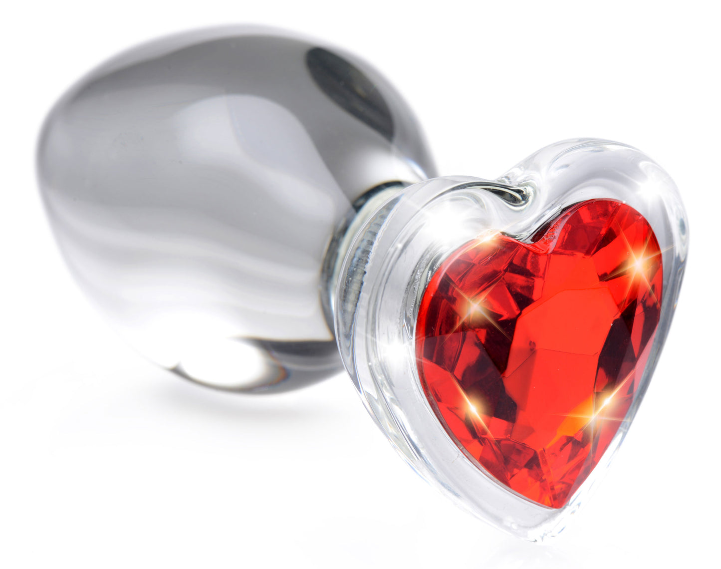 Red Heart Gem Glass Anal Plug