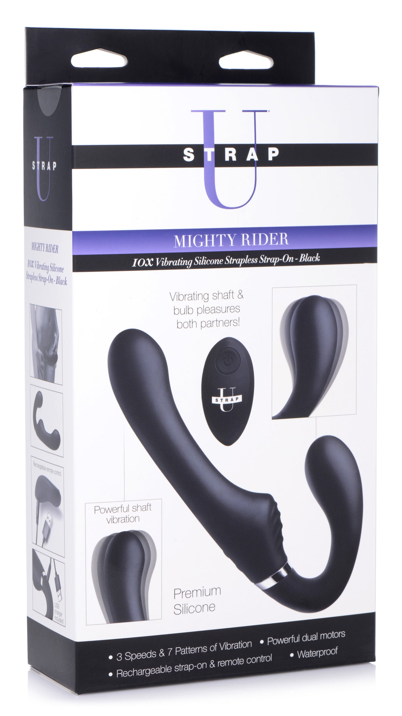 10x Vibrating Silicone Strapless Strap-on