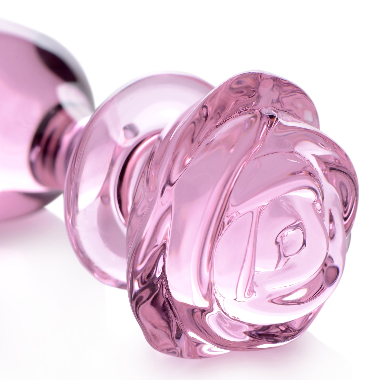 Pink Rose Glass Anal Plug