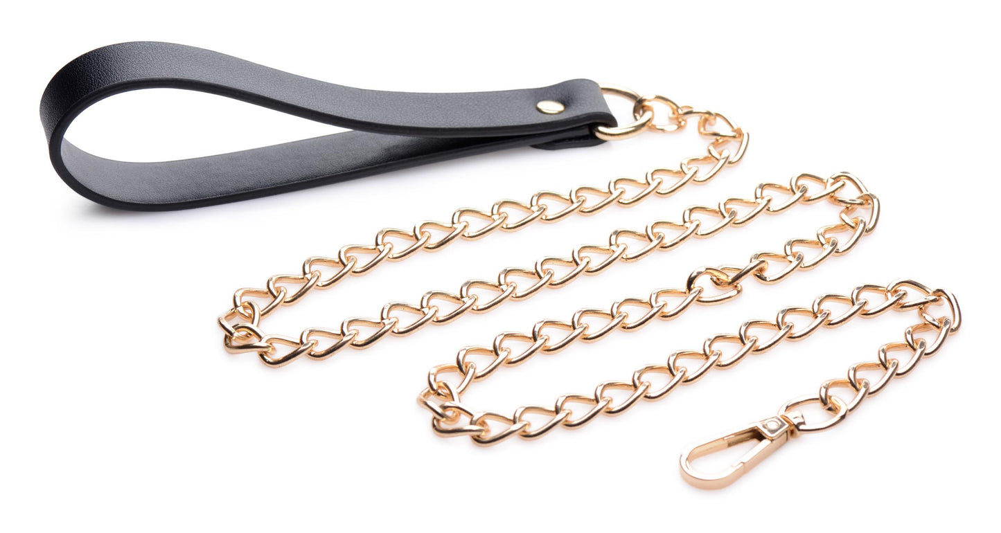 Leashed Lover Black And Gold Chain Leash