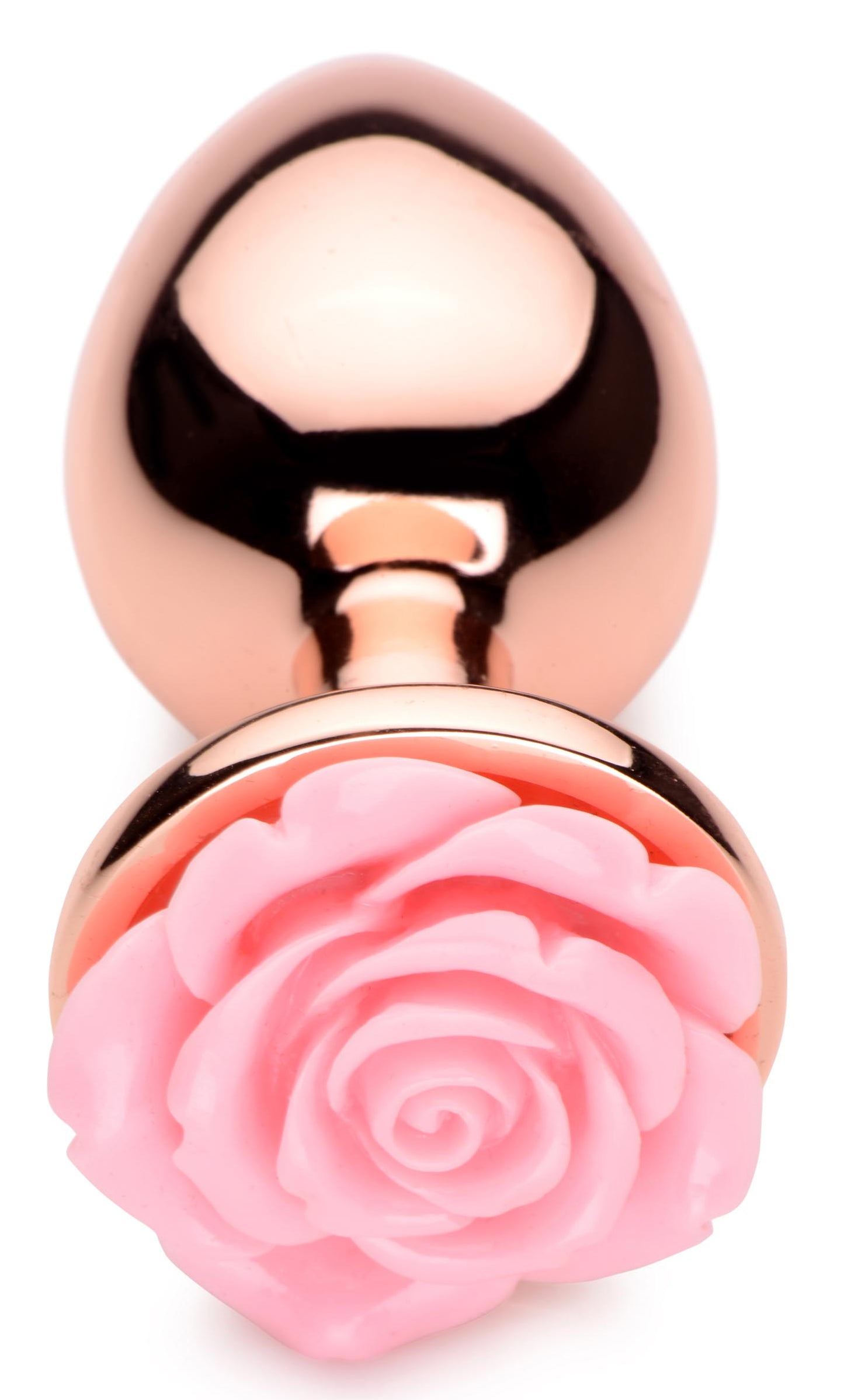 Rose Gold Anal Plug With Pink Flower