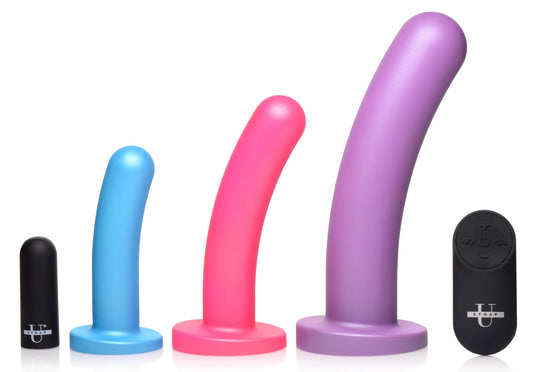 Triple Peg 28x Vibrating Silicone Dildo Set With Remote Control