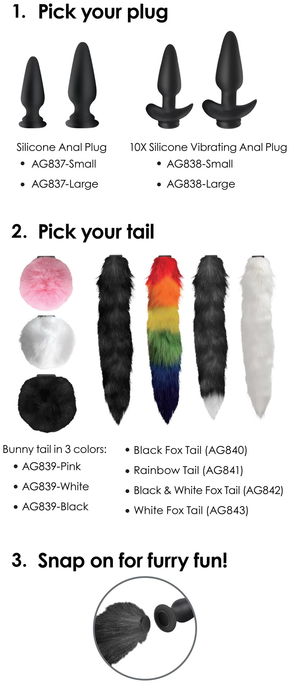 Large Anal Plug With Interchangeable Bunny Tail