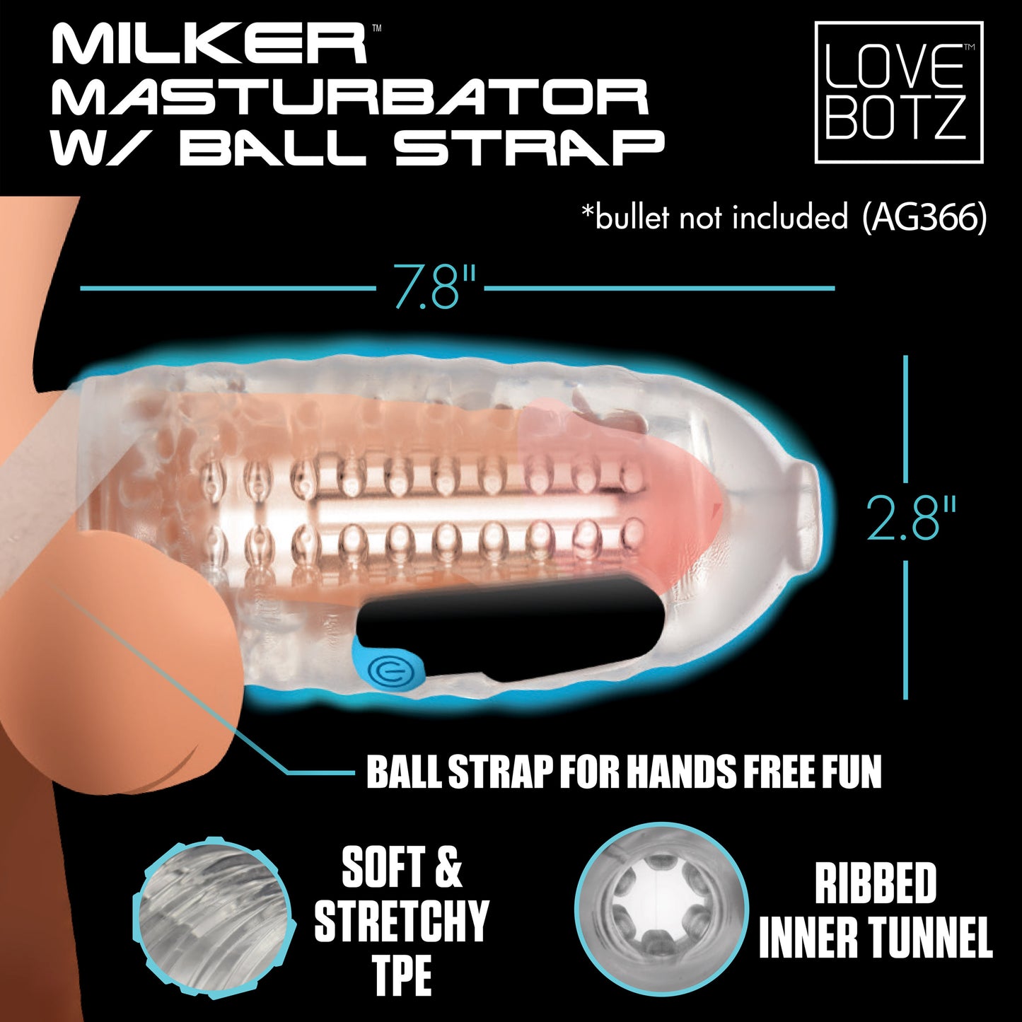 Milker Masturbator With Ball Strap