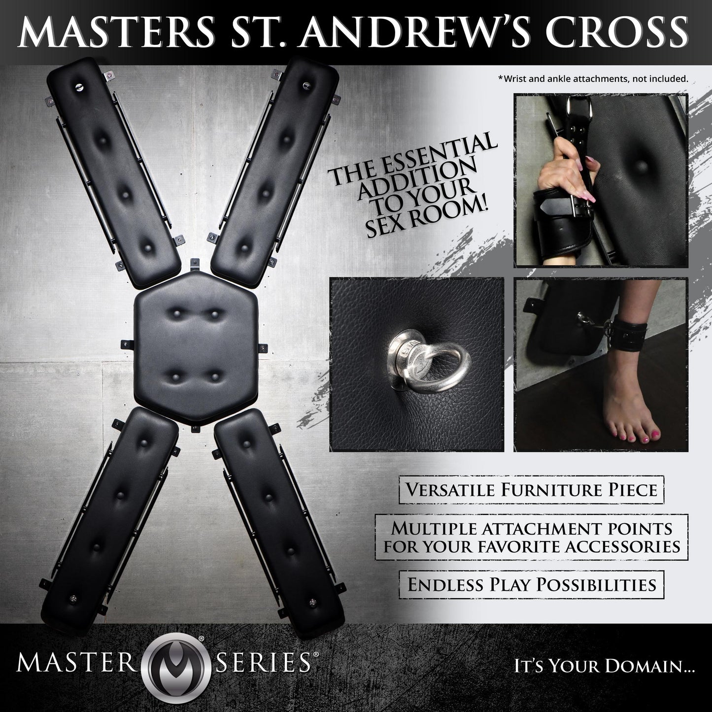 XR Brands Master Series Wall Mounted St Andrew's Cross