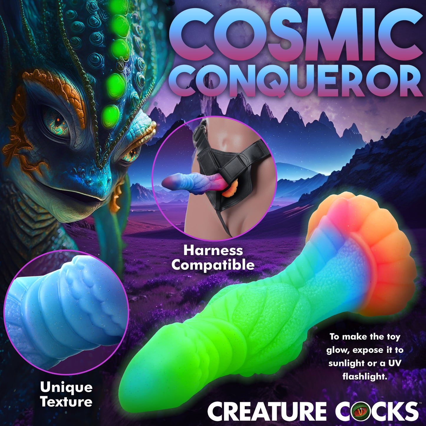 Galactic Cock Alien Creature Glow-in-the-dark Silicone Dildo