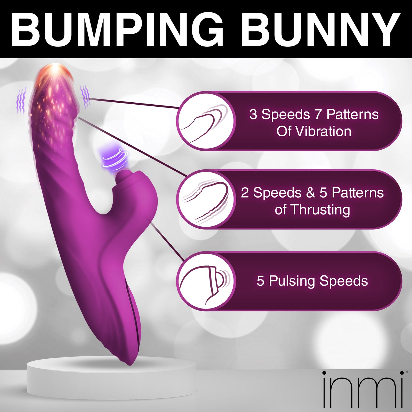 Bumping Bunny Thrusting & Pulsing Silicone Rabbit Vibrator