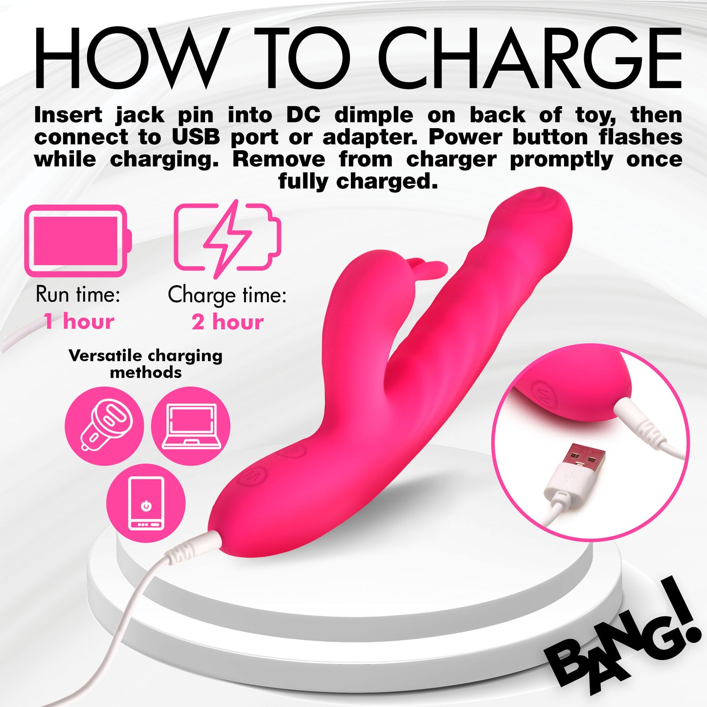 Thrusting And Vibrating Silicone Rabbit Vibrator