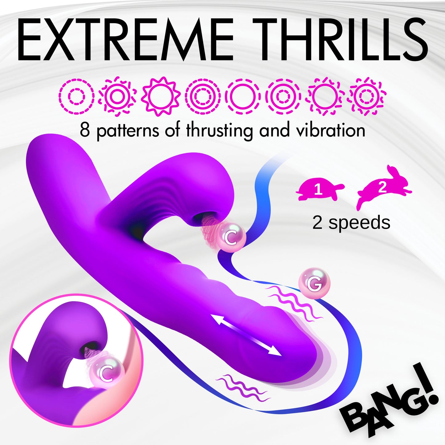 Thrusting And Sucking Silicone Rabbit Vibrator