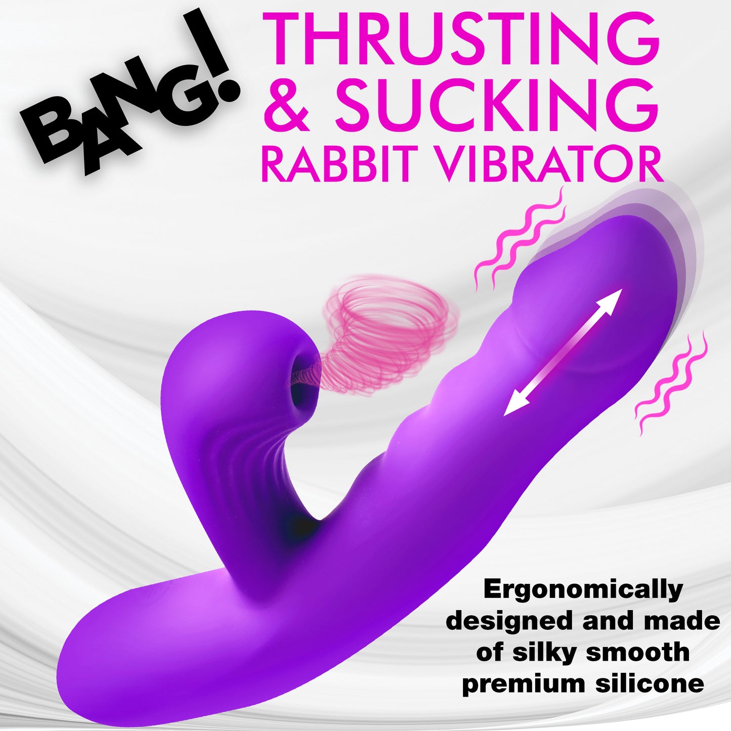 Thrusting And Sucking Silicone Rabbit Vibrator