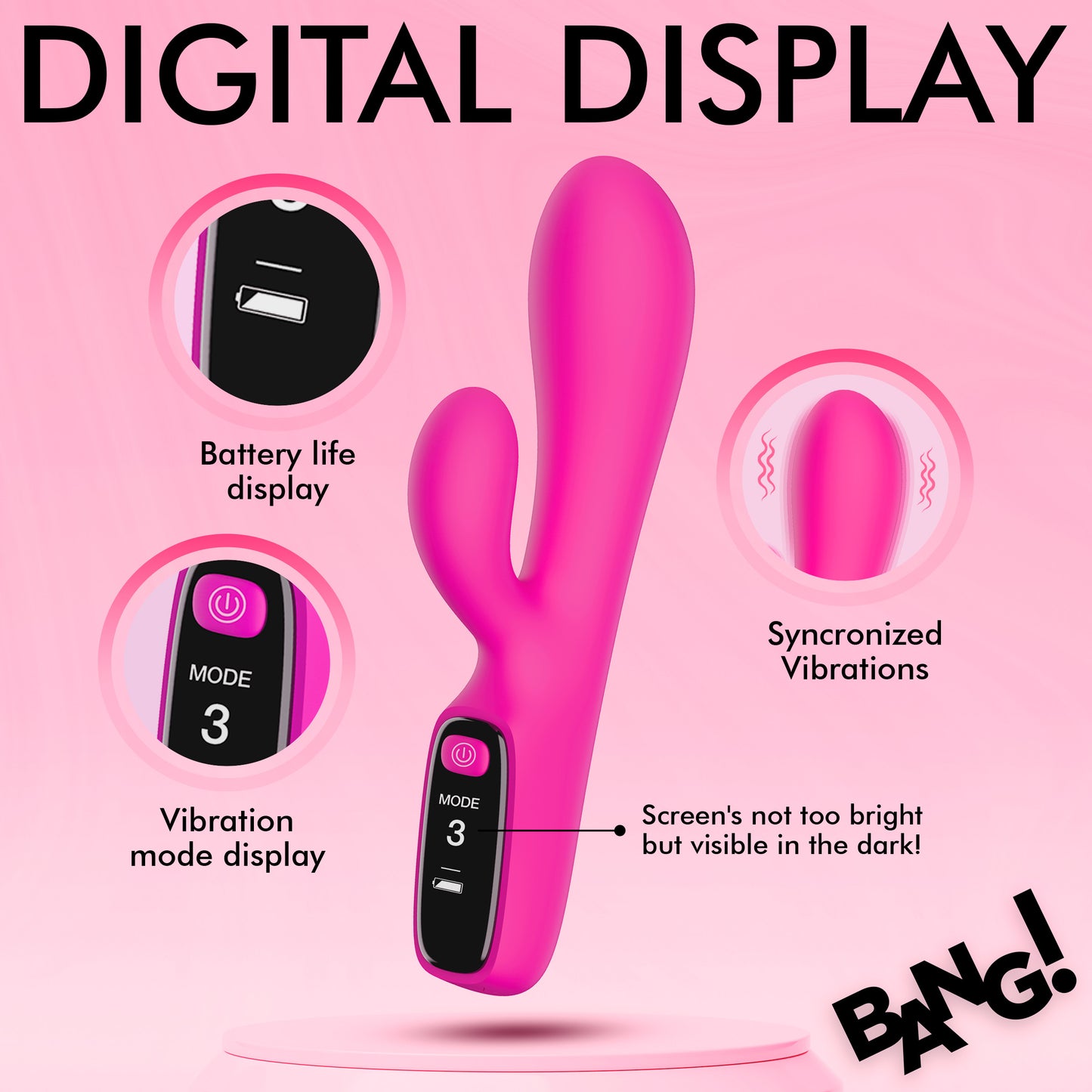 Silicone Rabbit Vibrator With Digital Display