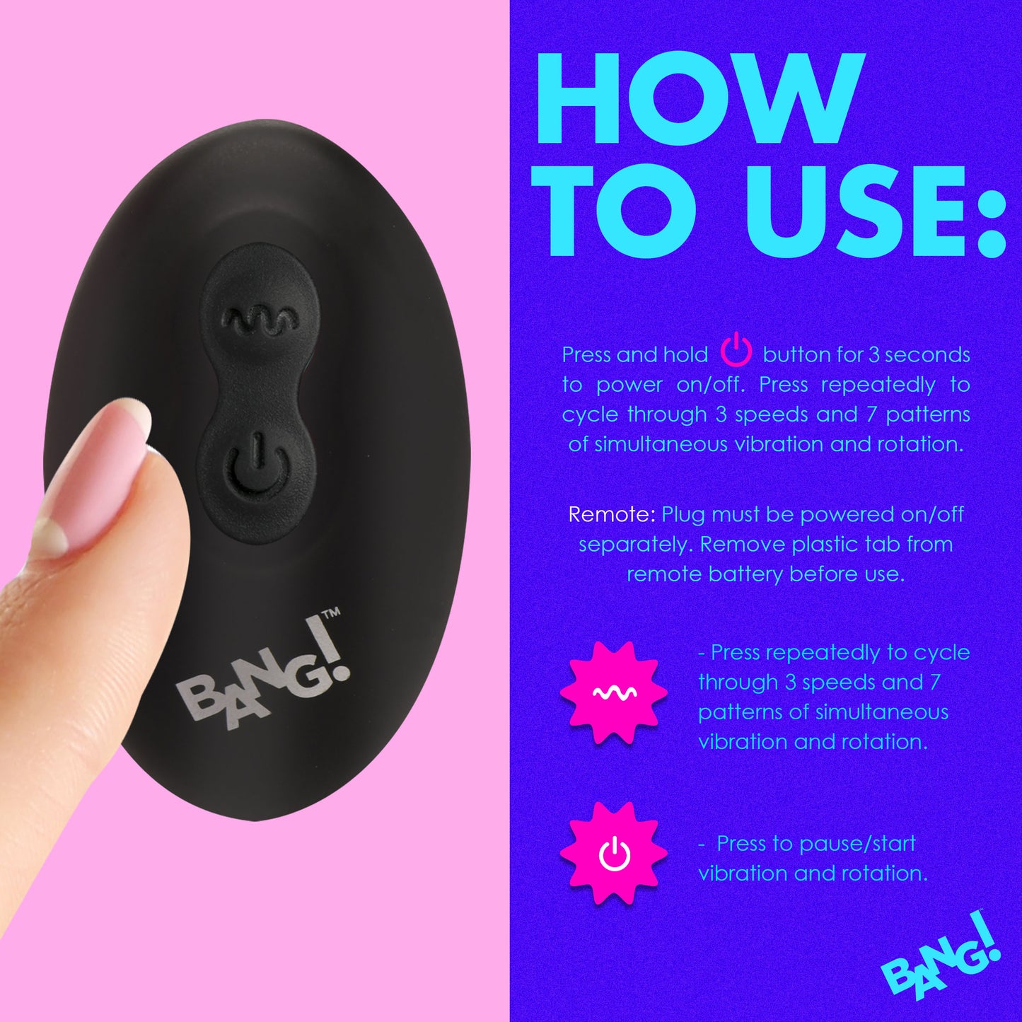 Rotating And Vibrating Silicone Butt Plug