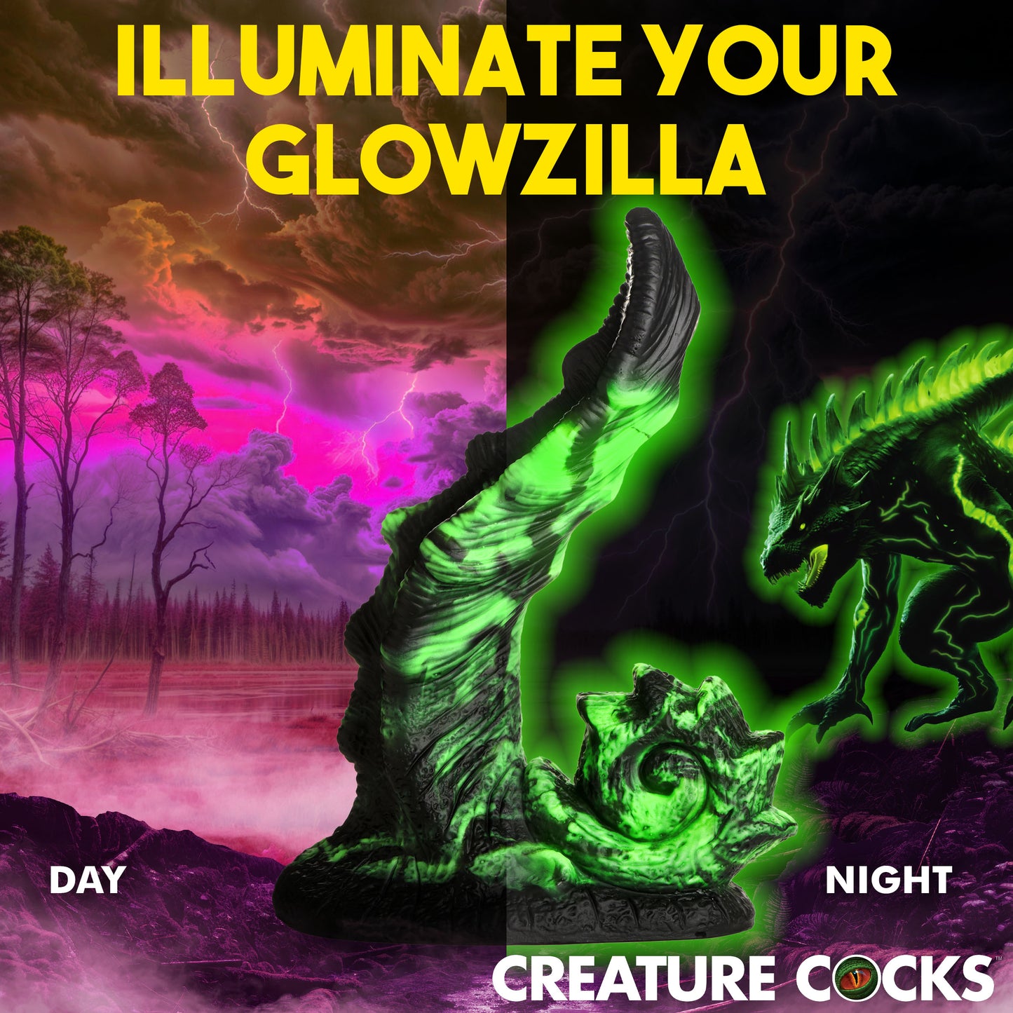 Glowzilla Glow-in-the-dark Silicone Dildo