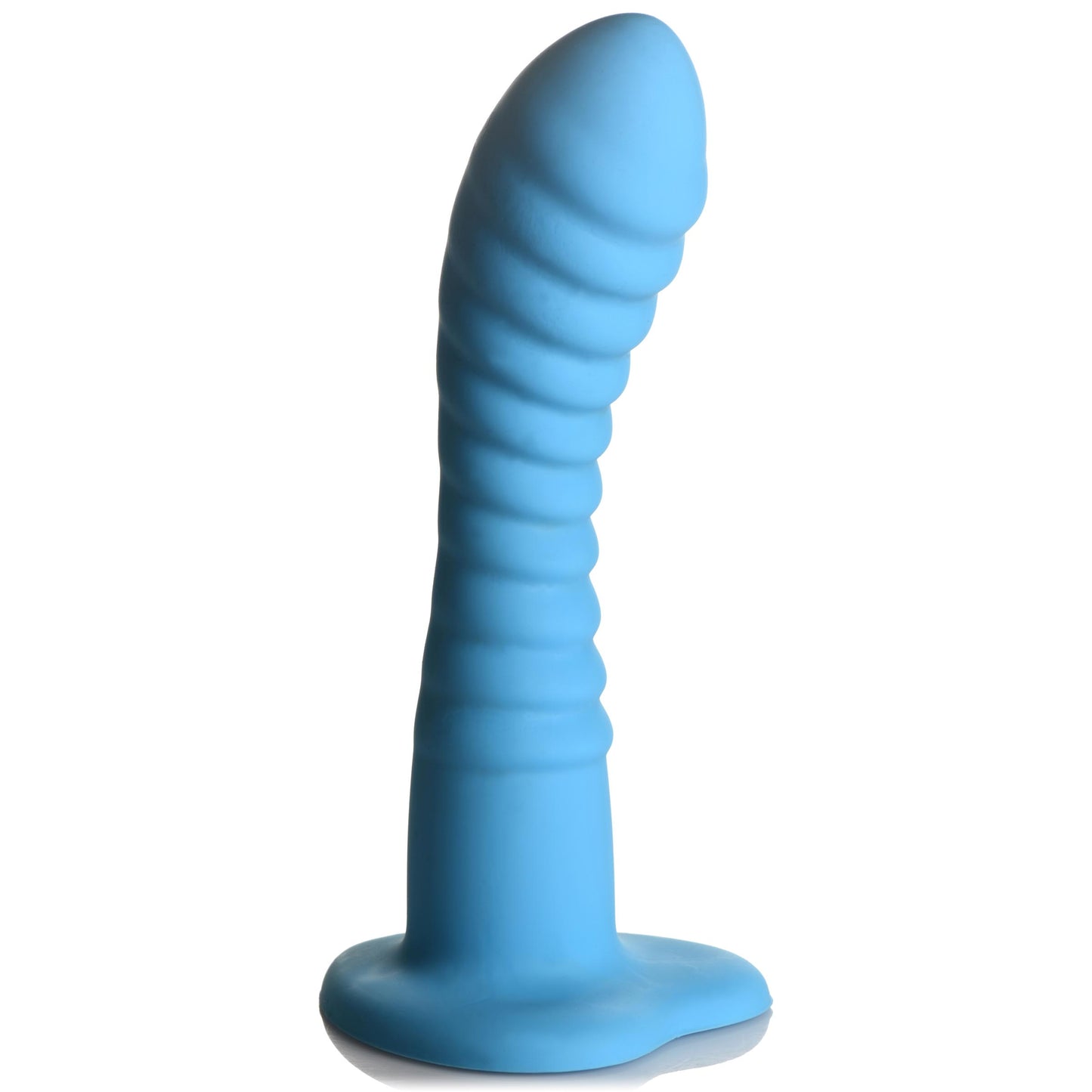 Ribbed Silicone Blue Dildo