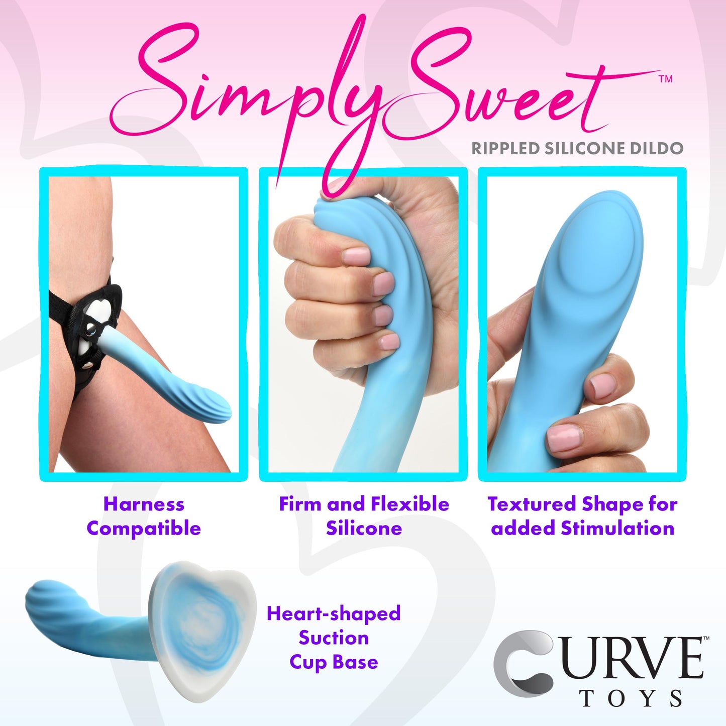 Rippled Silicone Blue And White Dildo