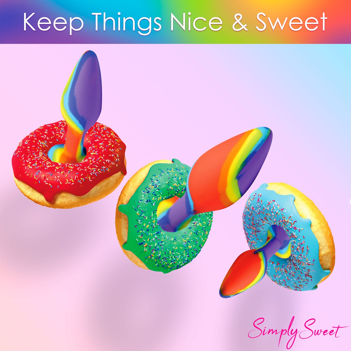 3 Piece Rainbow  Silicone Butt Plug Set