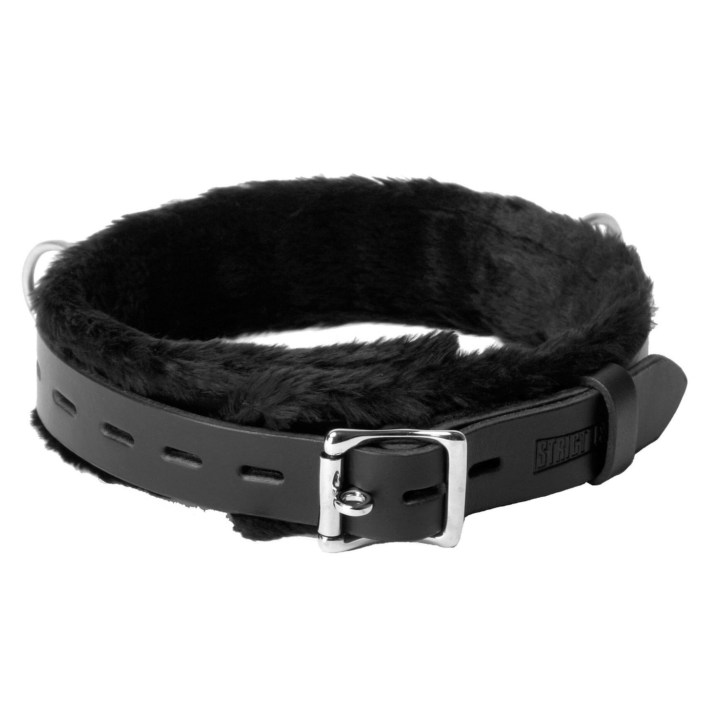 Strict Leather Narrow Fur Lined Locking Collar