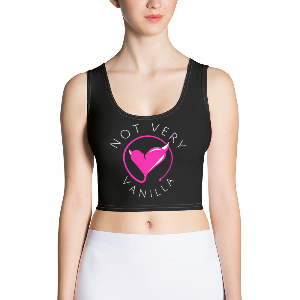 Full Logo Crop Top Black w/ Hot Pink - Not Very Vanilla