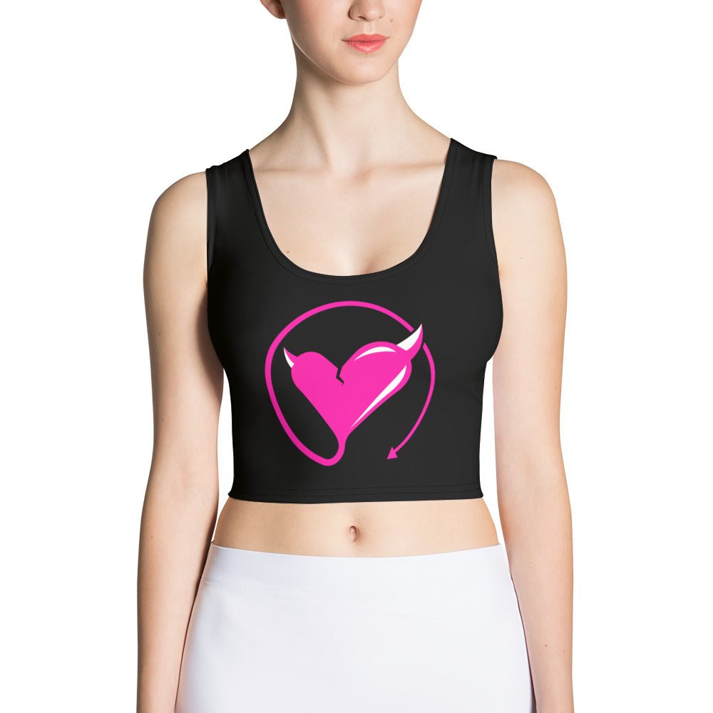 Icon crop Top - Black w/ Hot Pink - Not Very Vanilla