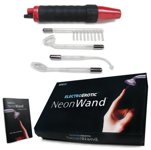 Neon Wand Electrosex Kit - Red and Black Handle Red Electrode - Not Very Vanilla