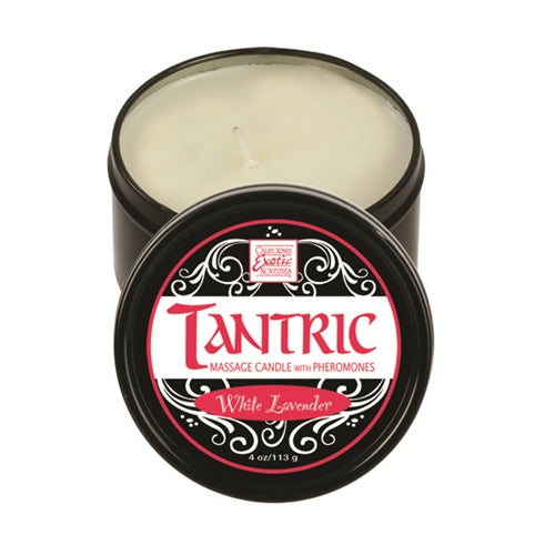 Tantric Soy Massage Candle With Pheromones White 4 Oz - Lavender - Not Very Vanilla