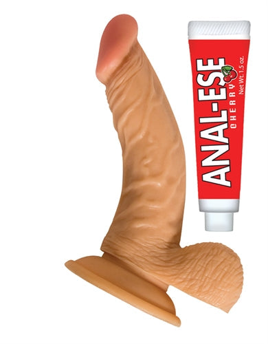 All American Whoppers 6.5-Inch Curved Dong With Balls Lube -Flesh - Not Very Vanilla