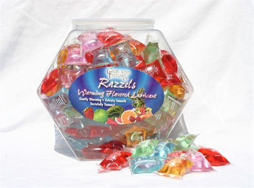 Razzels Warming Lubricant - 100 Pillow Fishbowl - Assorted Flavors - Not Very Vanilla