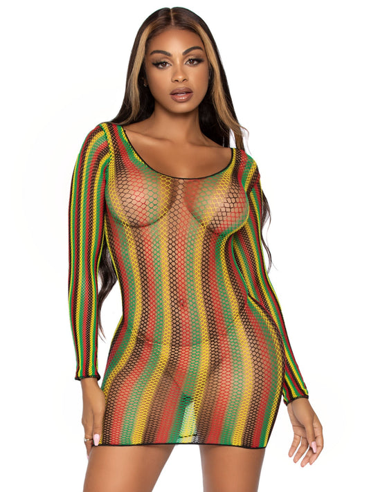 Rasta Net Mini Dress - One Size - Not Very Vanilla