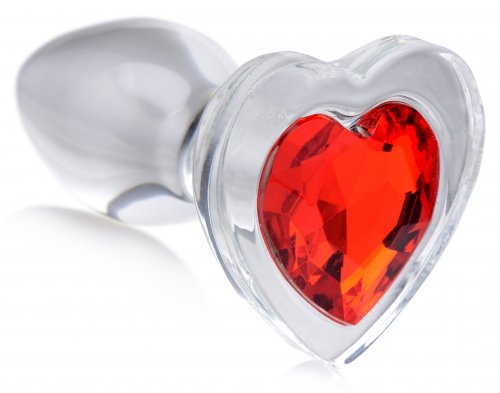 Red Heart Gem Glass Anal Plug - Small - Not Very Vanilla