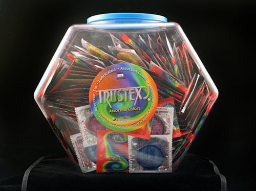 Trustex Assorted Colors Lubricated Condoms - 288 Piece Fishbowl - Not Very Vanilla