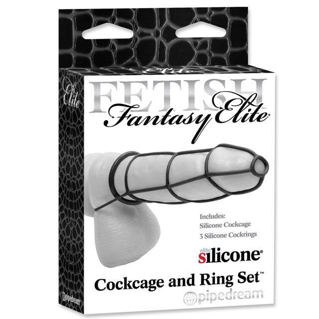 FF Elite Cockcage & Ring Set Black - Not Very Vanilla