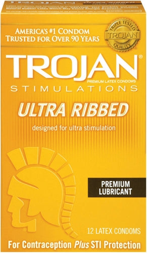 Trojan Stimulations Ulta Ribbed - 12 Pack - Not Very Vanilla