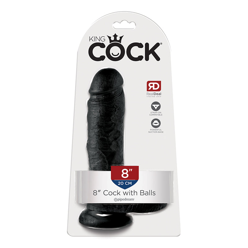 King Cock 8-Inch Cock With Balls - Black - Not Very Vanilla