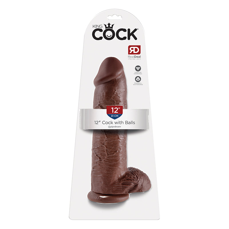 King Cock 12 Inch Cock With Balls - Brown - Not Very Vanilla