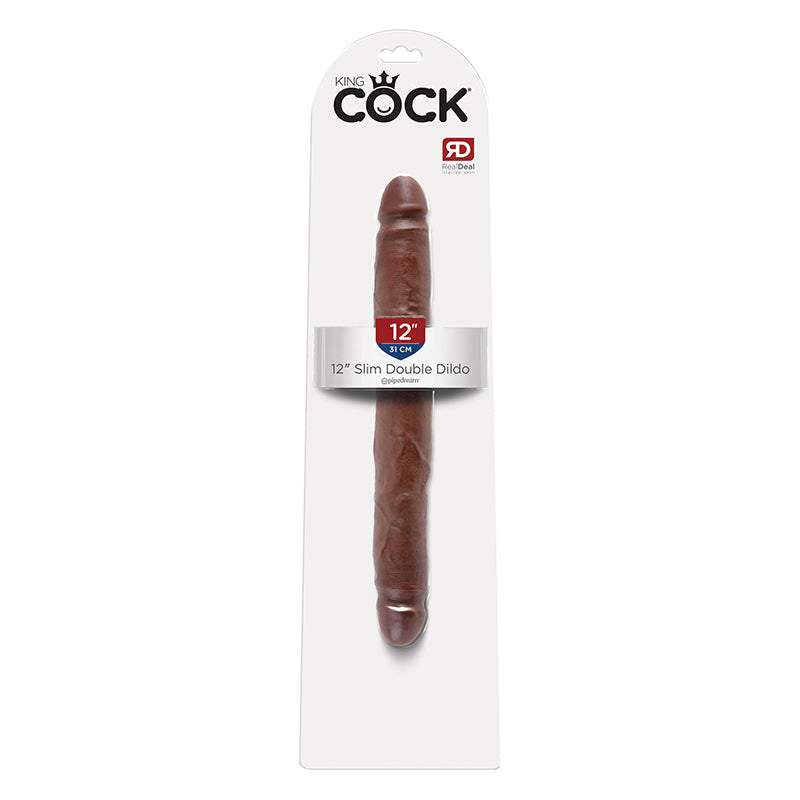 King Cock - 12in Slim Double Brown - Not Very Vanilla