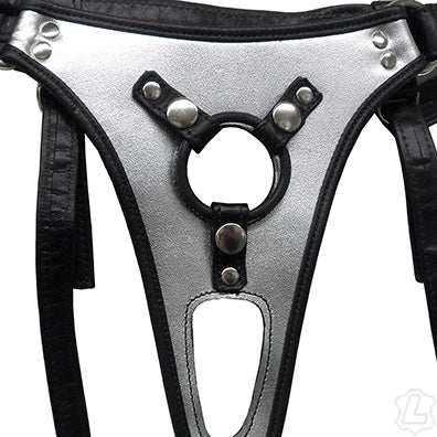 Leather/Patent Leather Double Pleasure Strap On - Not Very Vanilla